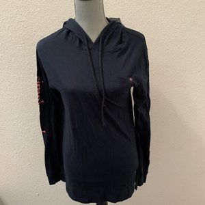 Simply Southern Collection Turtle Dark Blue Long Sleeve Top Hood Small S New NWT